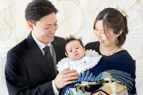 お宮参り家族写真