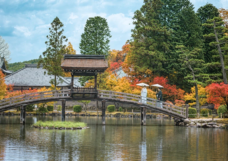 永保寺の秋のウェディングフォト