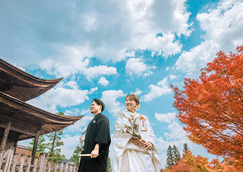 永保寺の紅葉と和装ウェディング